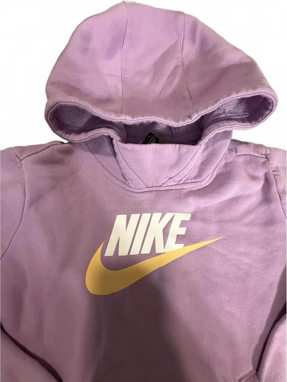 HOODIE Nike Lavender Hoodie with Yellow Logo - Size kids Large